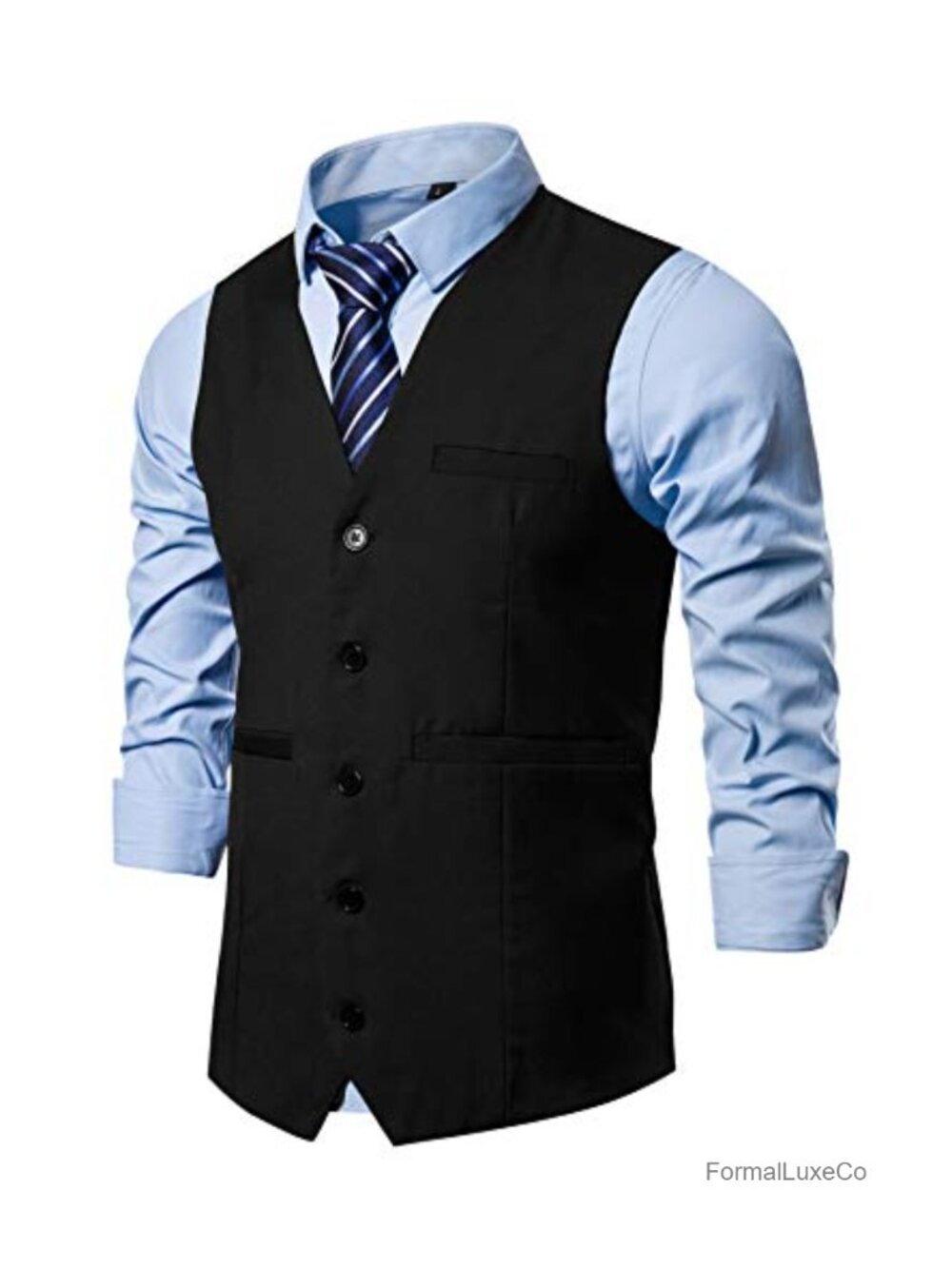 Men's Formal Suit Vest V-Neck Sleeveless Button Business Dress Vest